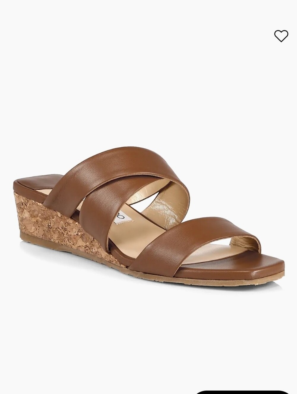 Jimmy Choo Tan-Brown Leather Crossband Slide Mules